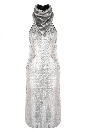 Платье с пайетками Bottega Veneta. Цвет: серебряный