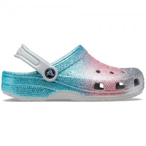 Сандалии детские Classic Glitter Clog T Shimmer/Multi (EUR:25-26) Crocs. Цвет: белый/голубой/розовый