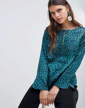 Рубашка с леопардовым принтом Emme Demetra. Цвет: зеленый