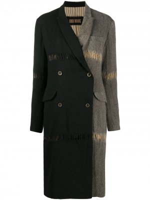 Двухцветное двубортное пальто Uma Wang. Цвет: черный