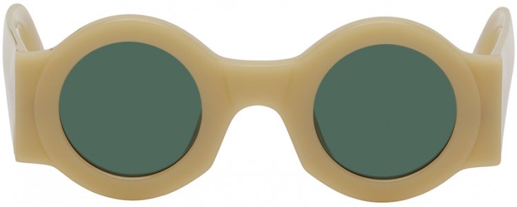 Эксклюзивные бежевые солнцезащитные очки SSENSE в круглой оправе Linda Farrow Edition Dries Van Noten