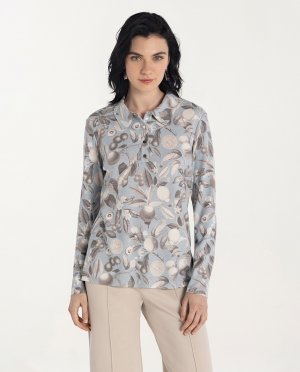 Женская рубашка-поло с цветочным принтом и длинными рукавами , мультиколор Naulover