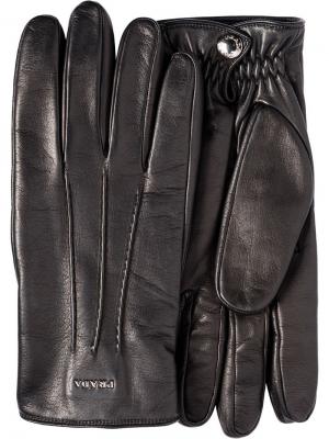 Облегающие перчатки с логотипом Prada. Цвет: черный