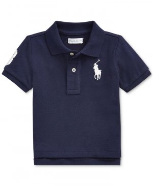 Рубашка-поло из хлопковой сетки с логотипом пони для маленьких мальчиков , синий Polo Ralph Lauren