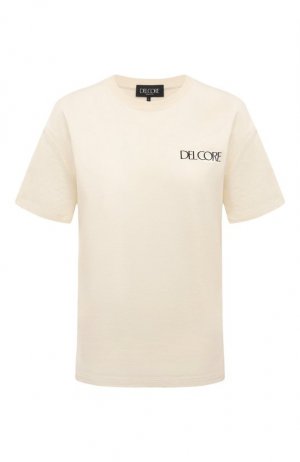 Хлопковая футболка Del Core. Цвет: кремовый