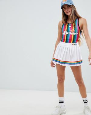 Теннисная юбка c разноцветными складками ellesse. Цвет: белый