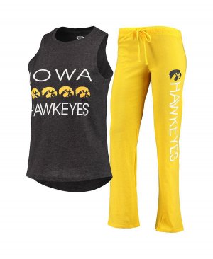 Женская черная, золотистая майка и брюки Iowa Hawkeyes Team, комплект для сна Concepts Sport