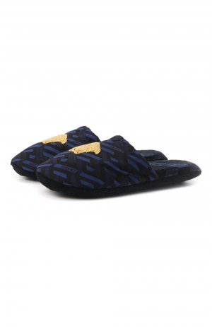 Текстильные домашние туфли Versace. Цвет: синий