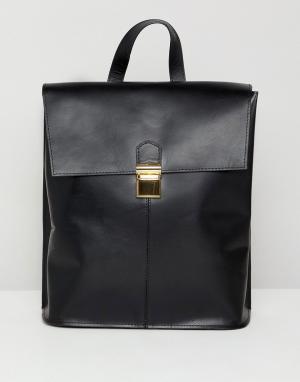 Кожаный рюкзак с портфельной застежкой -Черный ASOS DESIGN