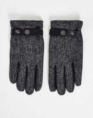 Черные перчатки из твида Harris-Черный цвет Boardmans
