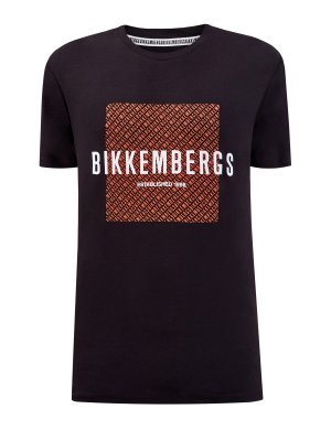 Черная футболка из хлопкового джерси с принтом BIKKEMBERGS. Цвет: черный