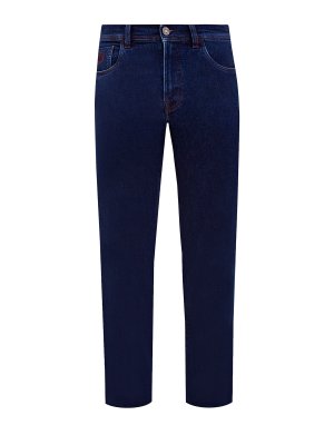 Окрашенные вручную джинсы Cesare с вышитым логотипом SCISSOR SCRIPTOR. Цвет: синий