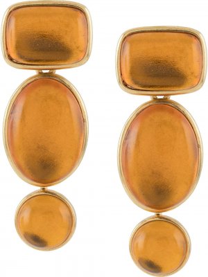 Золотые серьги-подвески Oscar de la Renta. Цвет: оранжевый