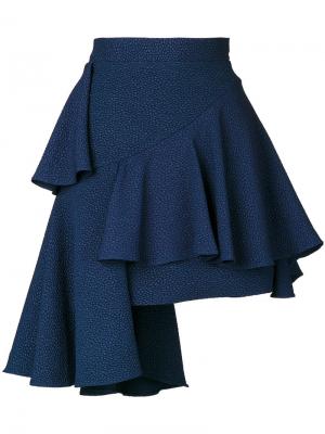 Асимметричная юбка с оборками Edeline Lee. Цвет: синий