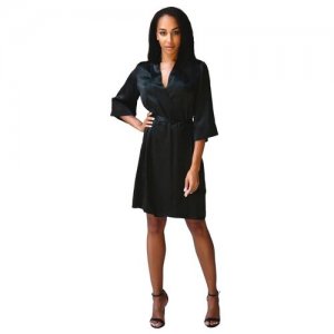 Короткий шелковый халат черный Mia-Mia Vanda (100% нат.шелк) (XS(42) / black) Mia. Цвет: черный/бежевый