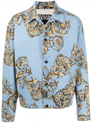 Джинсовая куртка с принтом Barocco Versace Jeans Couture. Цвет: синий