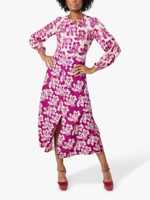 Платье миди со сборками и воротником , Пурпурный Closet London