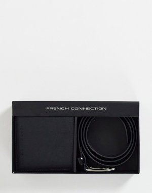 Подарочный набор из бумажника и ремня черного цвета с логотипом -Черный French Connection