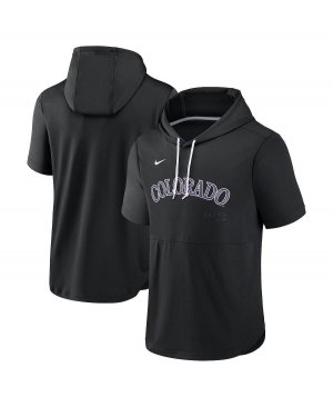 Мужской черный пуловер с капюшоном Colorado Rockies Springer короткими рукавами и Nike