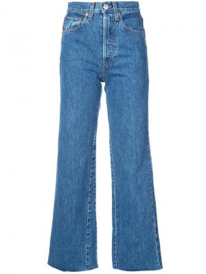 Укороченные широкие джинсы Re/Done. Цвет: синий