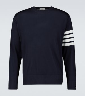 Пуловер из мериносовой ткани с узором 4-bar , синий Thom Browne
