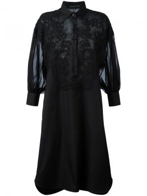 Кружевное платье с длинными рукавами Ermanno Scervino. Цвет: чёрный