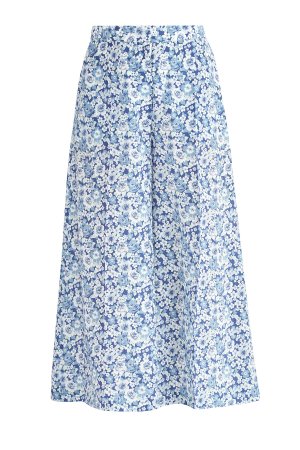 Расклешенные брюки-кюлоты из плотного шелка с цветочным принтом STELLA McCARTNEY