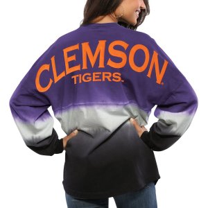 Женский фиолетовый джерси Clemson Tigers с длинными рукавами и омбре, окрашенный погружением в духи Unbranded