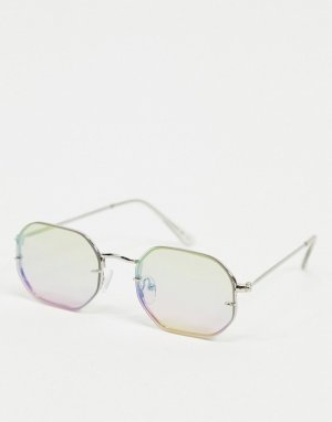 Квадратные солнцезащитные очки без оправы с розовыми линзами -Мульти ASOS DESIGN
