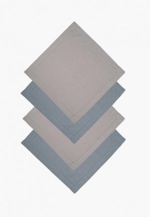 Комплект салфеток сервировочных Bellehome Silver/Ocean Blue, 45х45 см. Цвет: разноцветный