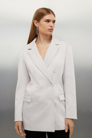 Приталенный пиджак оверсайз из крепа с атласной спинкой , белый Karen Millen