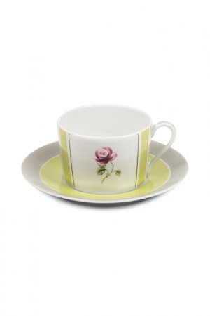 Чайная пара 220 мл La Rose des Sables. Цвет: серый, белый, салатовый