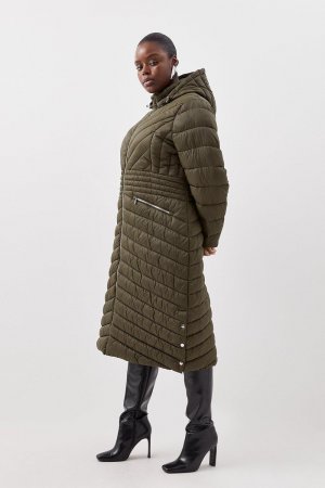 Легкое длинное компактное пальто больших размеров, хаки Karen Millen