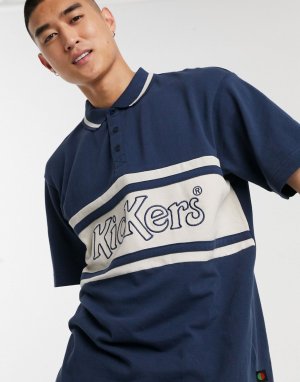 Синее поло с короткими рукавами и логотипом -Синий Kickers