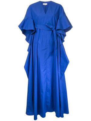 Расклешенное платье с короткими рукавами Delpozo. Цвет: синий