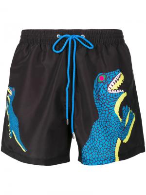 Пляжные шорты с принтом динозавра Paul Smith. Цвет: чёрный
