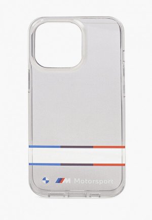 Чехол для iPhone BMW 13 Pro, Motorsport PC/TPU Tricolor Horizont Hard Transp/Black. Цвет: прозрачный