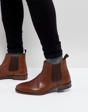 Кожаные ботинки челси Burton Menswear. Цвет: рыжий