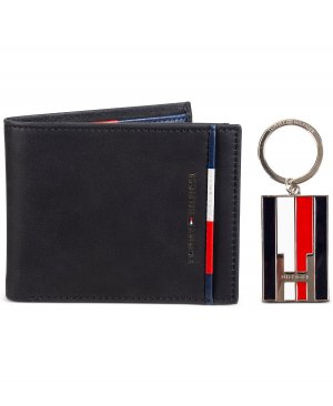 Мужской двустворчатый кошелек RFID, съемный Pocketmate и брелок для ключей Tommy Hilfiger