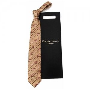Бронзового цвета стильный шелковый галстук с жаккардовым рисунком 820201 Christian Lacroix. Цвет: желтый