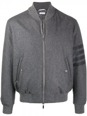 Куртка-бомбер с полосками 4-Bar Thom Browne. Цвет: серый