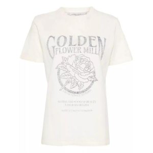 Футболка distressed logo-print cotton t-shirt , белый Golden Goose