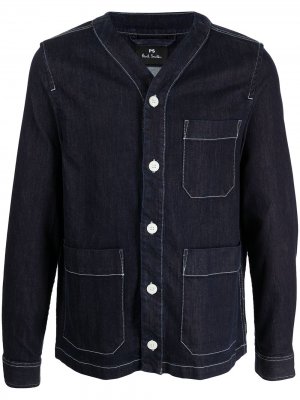 Джинсовая куртка с V-образным вырезом PS Paul Smith. Цвет: синий
