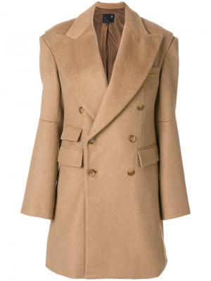 Двубортное пальто с широкими лацканами R13. Цвет: телесный