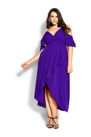 Фиолетовое элегантное платье макси , фиолетовый City Chic