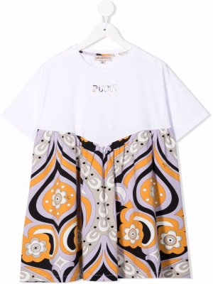 Платье с цветочным принтом Emilio Pucci Junior. Цвет: белый