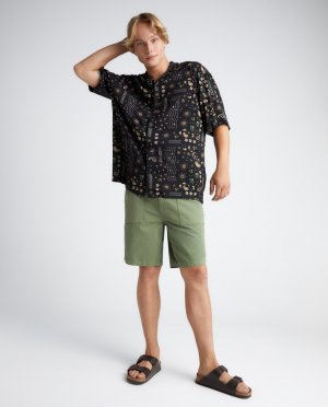 Мужская вискозная рубашка с короткими рукавами и принтом , черный Green Coast