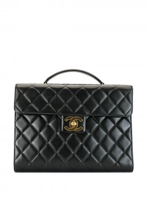 Стеганый портфель Chanel Pre-Owned. Цвет: черный