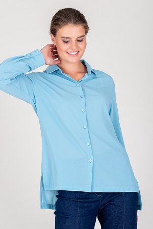 Блуза рубашка Eliseeva Olesya. Цвет: голубой