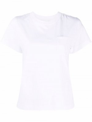 Lace-embroidered panelled T-shirt sacai. Цвет: белый